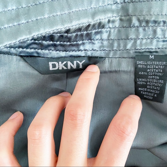 DKNY Gray Metallic Satin Zip Bomber Jacket M - Picture 11 of 13
